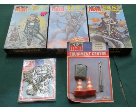 FIVE VARIOUS ACTION MAN BOXED OUTFITS INCLUDING S.A.S SECRET MISSION
