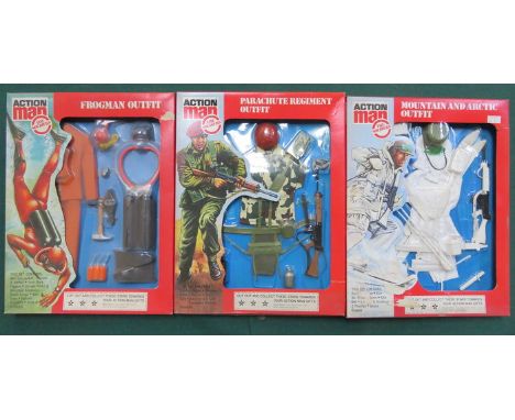 THREE ACTION MAN OUTFITS INCLUDING MOUNTAIN & ARCTIC OUTFIT