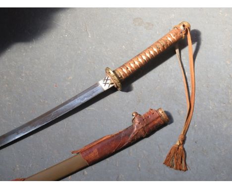 JAPANESE ARMY OFFICER'S LONG SWORD WITH RANK TASSEL OF A CAPTAIN FROM THE FUJIWARA(?) CLAN, BLADE POSSIBLY 17th CENTURY AND S