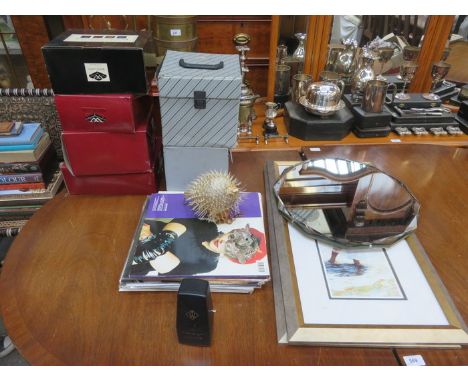 MIXED LOT INCLUDING VINYLS, BOXED PAINTED PONIES, METRONOME, PICTURES AND MIRROR, ETC. 
