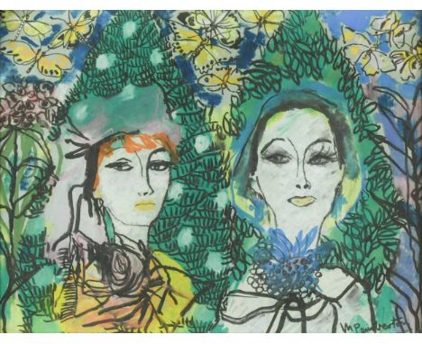 § Muriel Pemberton RWS (British 1909-1993) Portrait of Two Womensigned 'M Pemberton' (lower right)gouache on paper42 x 54cm
