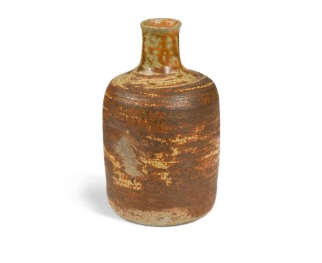 § Janet Leach (British, 1918-1997), a small St Ives Pottery bottle vase, circa 1980, the dimpled stoneware body decorated wit