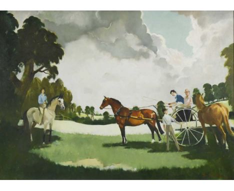 § Doris Clare Zinkeisen (Scottish 1898-1991) Conversation Piecesigned 'Doris Zinkeisen' (lower right) oil on canvas64 x 89.5c