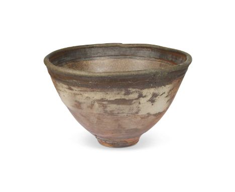 § Robin Welch (British 1939-2019), a monumental stoneware bowl, of conical form with iron glazed rim, impressed seal mark42.5