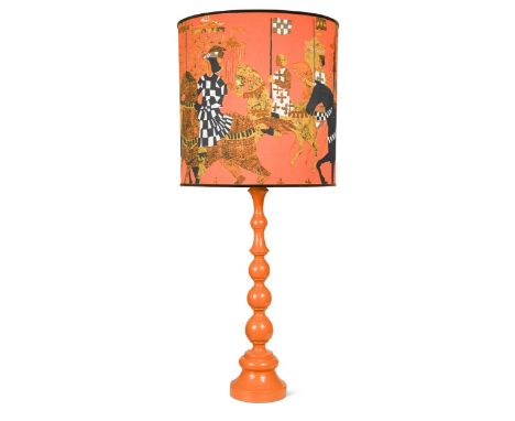 § Tibor Reich (British, 1916-1996), a rare Tournament design lampshade, circa 1964, printed in colours and mounted to a bobbi