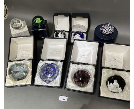 A collection of eight mainly Caithness & one Whitefriars Silver Jubilee paperweights to include Journey of THe Wise Men, Quee