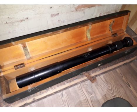 A WW2 "Telescope Sighting" gun sight, No 38 Mk 1, 1942, approx 75cm long, in wooden box.Condition:- General wear through age 