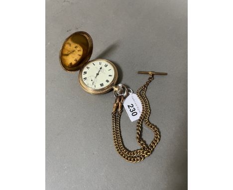 A gold plated full hunter pocket watch.untested, sold with no guarantee