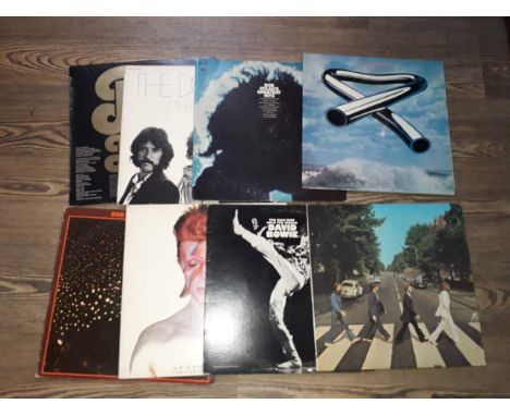 8 assorted LPs including The Doors, Bob Dylan, David Bowie, The Beatles etc.