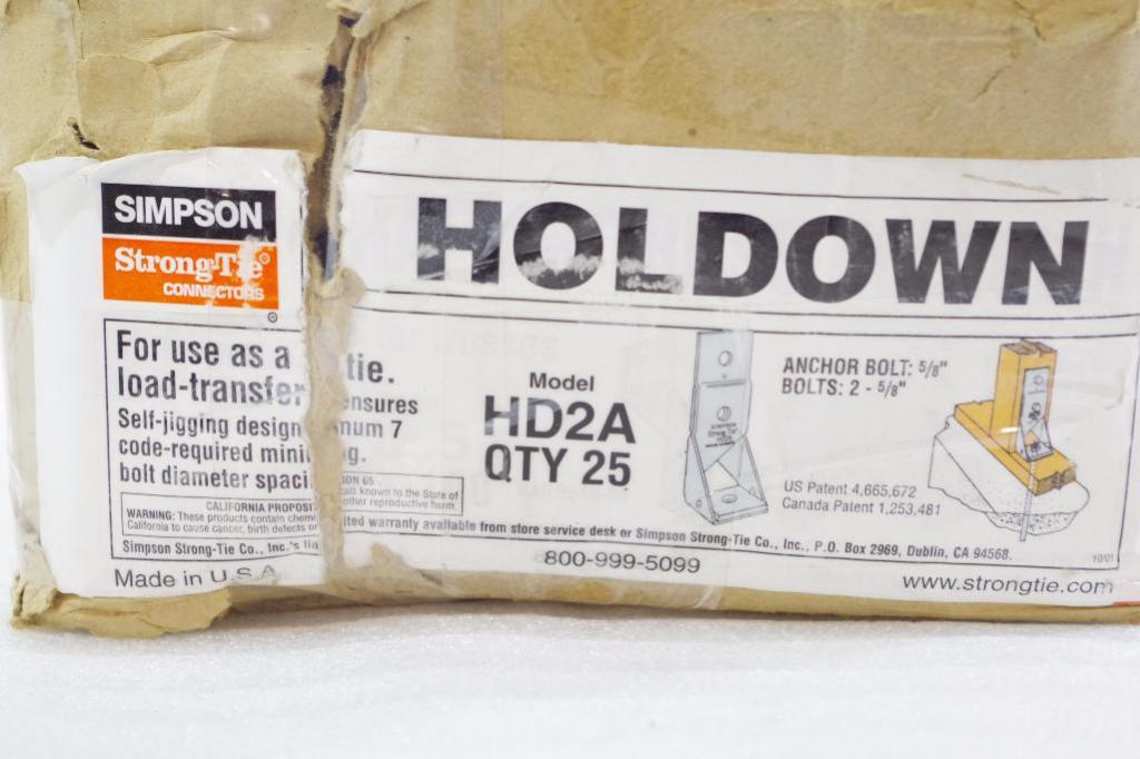 [25] Unused SIMPSON StrongTie Holdowns M/N HD2A, Made in USA