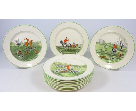 Set of eleven Royal Cauldon plates depicting hunting scenes (11)   Condition Report   Click here for further images, conditio