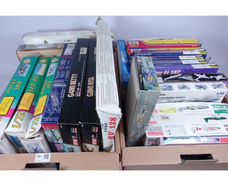 Aviation model kits in two boxes    Condition Report  Appear to be complete, but it's a possibility that some pieces may be m