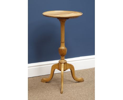 Small satin walnut wine table, tripod base, D32cm, H60cm   Condition Report   Click here for further images, condition, aucti