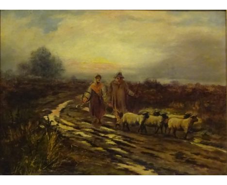 Shepherd and Shepherdess, 19th century oil on canvas indistinctly signed K A Craven 29cm x 39cm   Condition Report   Click he