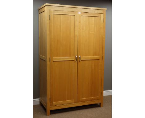 Light ash double wardrobe, W117cm, H194cm, D61cm    Condition Report   Click here for further images, condition, auction time