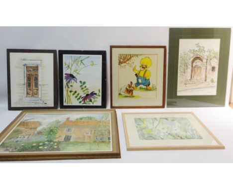 Collection of pictures including 'The Head Master's House Rugby School', 19th engraving by J Stadler pub. A. Ackermann 1816, 