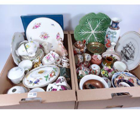 Royal Worcester figurine, Coalport miniature tea set, Royal Crown Derby posies cups and saucers, Spode 'Cutty Sark' ship plat