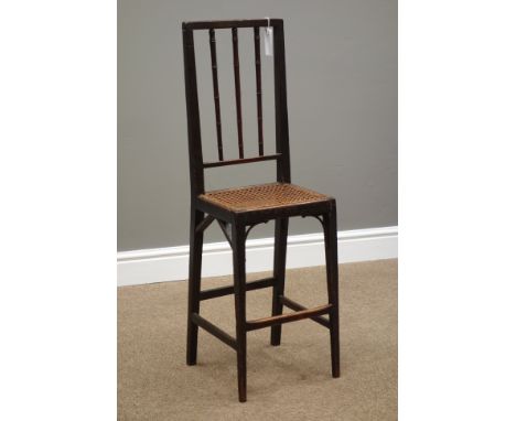 18th century oak high back child's correction chair, simulated bamboo stick back, cane seat   Condition Report   Click here f