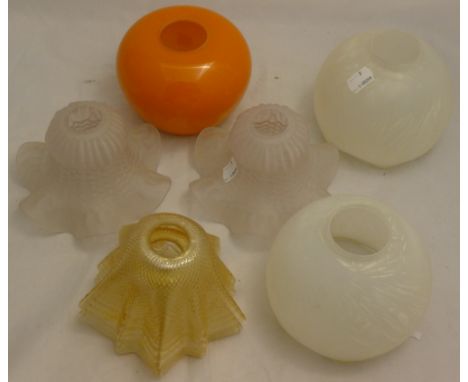 A quantity of vintage glass lamp shades