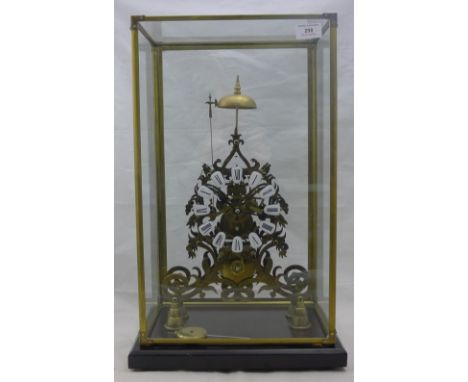 A brass skeleton clock