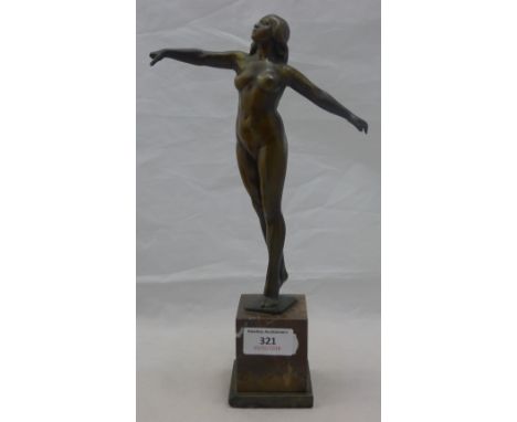 An Art Nouveau patented bronze figure of a female nude