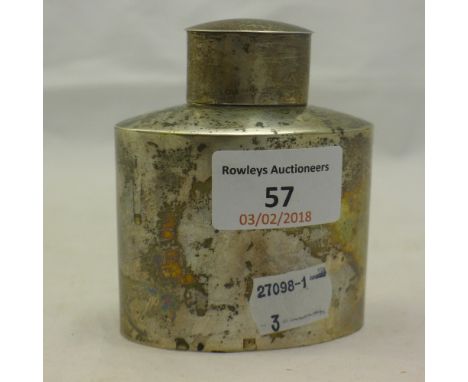 A silver tea caddy