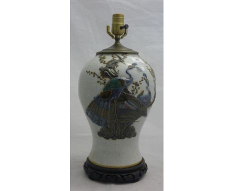 A Chinese crackle glaze lamp