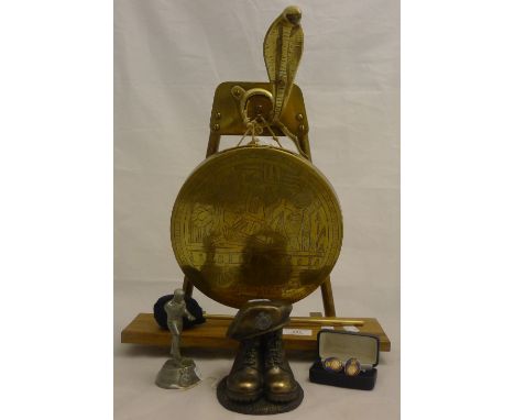 A dinner gong and a quantity of army cadet items