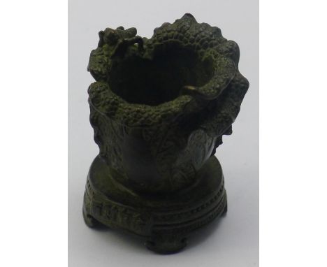 A small Chinese bronze cabbage and locust pot