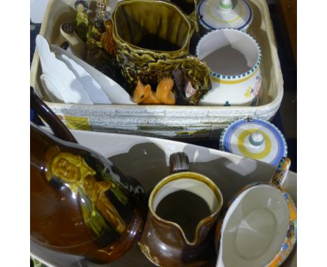 A quantity of decorative ceramics including Poole, Sylvac, Wade, Doulton, etc.
