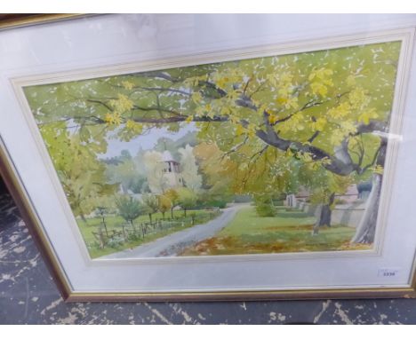 BERNARD HICKEY (20th.C.).  ARR.  THE STABLES CLOCKTOWER, SHOTOVER ESTATE, SIGNED WATERCOLOUR, 35 x 54cms.  TOGETHER WITH SEVE