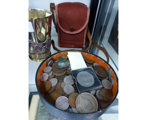 BRITISH COINS, A WORCESTER TOKEN, 1873 PRIZE BEAKER AND A KODAK DUAFLEX II CAMERA.