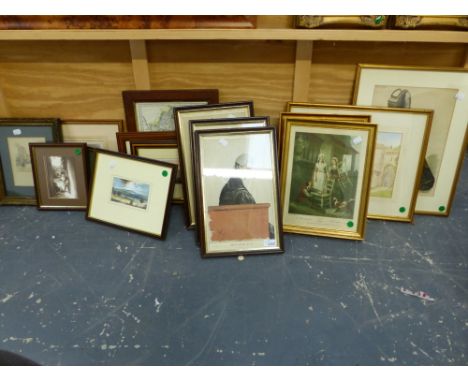 A GROUP OF ANTIQUE AND LATER PRINTS INCLUDING THREE VANITY FAIR PORTRAIT PRINTS, CRIES OF LONDON, ETC.