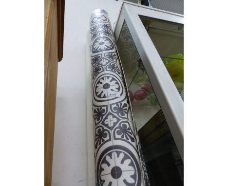 TWO ROLLS OF UNUSED LUXURY VINYL FLOORING, VICTORIAN TILE EFFECT.  EACH APPROX 2m x 3m. 