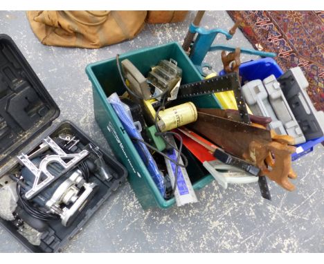 A QUANTITY OF VARIOUS TOOLS INC. A ROUTER, ETC. 