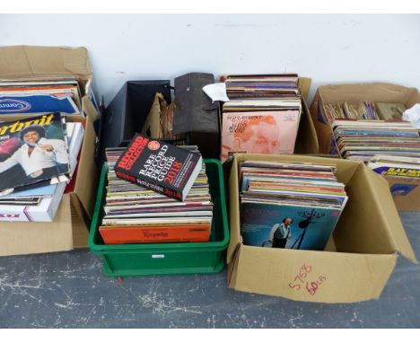 A LARGE COLLECTION OF LP RECORDS, SINGLES, RECORD PRICE GUIDE BOOK, ETC. 