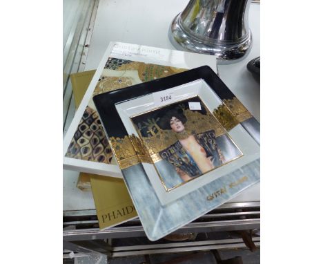 THREE REFERENCE WORKS REGARDING GUSTAV KLIMT AND A PORCELAIN GOEBEL LIMITED EDITION TRAY. 