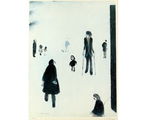 § Laurence Stephen Lowry RBA RA (British, 1887-1976), Figures in the Park, limited edition print in colours, signed and numbe