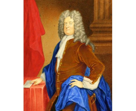 George Perfect Harding (1779-1853), portrait of Edward Russell, Earl of Oxford, standing and pointing to a letter, watercolou