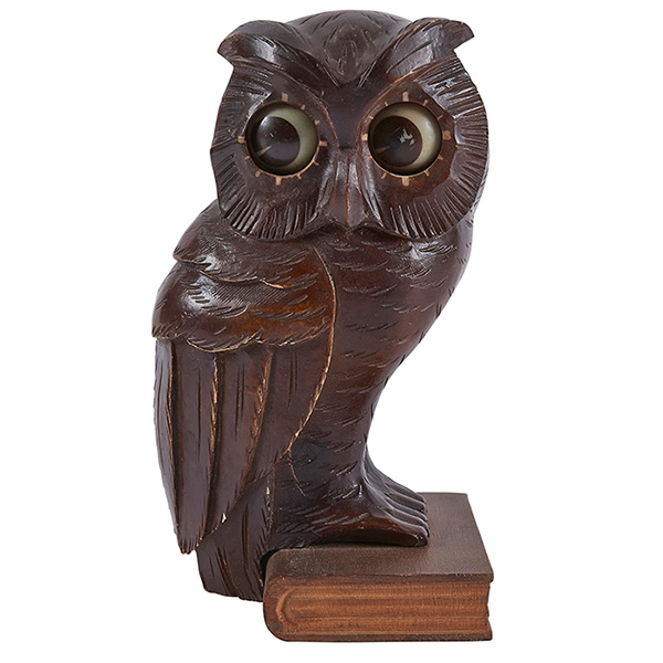 Oswald Uhrenfabrik Owl On Book Rolling Eye Clock Germany Wood Lot 240 Oswald Uhrenfabrik Owl On Book Rolling Eye Clock Germany Wood