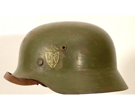 Norwegian Army (WW2 German) Steel Helmet. A good example of the WW2 German turned edge helmet taken into service by the Norwe