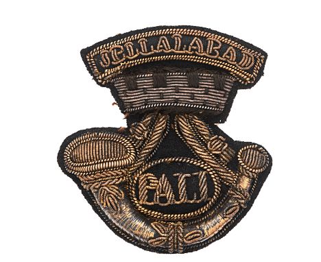 Somerset Light Infantry Victorian Officer bullion forage cap badge circa 1881-97.  Fine scarce gold wire embroidered example.