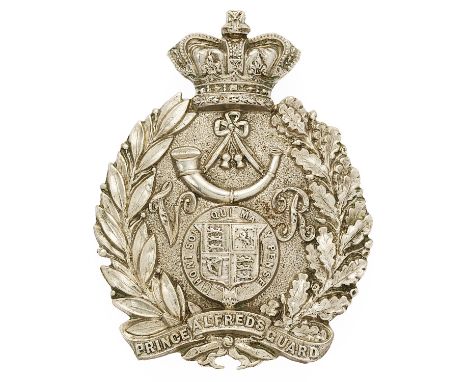 South Africa. Prince Alfreds Guard post 1874 Victorian helmet plate.  Good die-stamped white metal crown laurel and oak spray