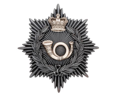 1st Lincolnshire Rifle Volunteers pre 1883 Victorian shako plate.  Good scarce die-stamped blackened brass eight pointed star