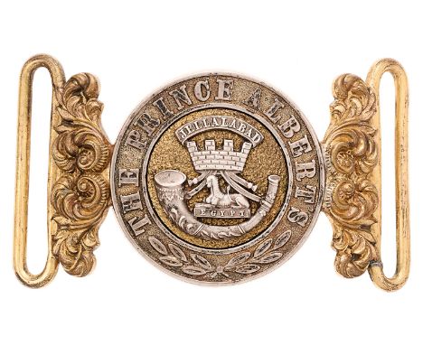 Somerset Light Infantry Victorian Officer waist belt clasp circa 1881-1901.  Good scarce silvered and gilt interlocking examp