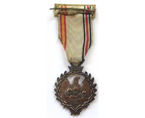 Spanish Decoration for the Blue Division on the Eastern Front 1941.  Good scarce silvered and black enamel Spanish made examp