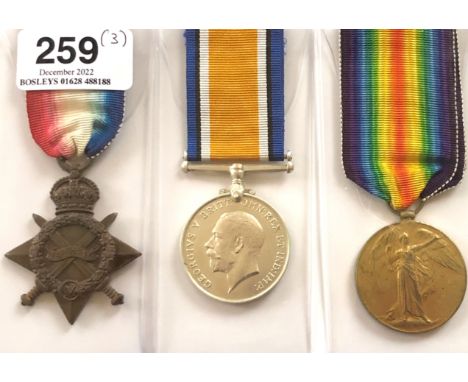 WW1 Royal Navy Group of Three Medals.  Awarded to K.11062 W.A. SKELSEY L. STO RN. Comprising: 1914/15 Star, British War Medal