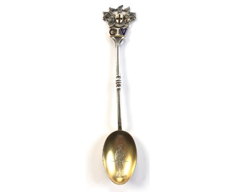 CIV Boer War City Imperial Volunteers 1899 HM Silver Teaspoon.  A good quality example with colour enamel decoration and also