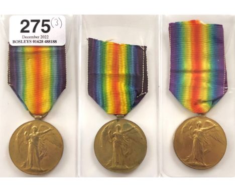 3 x WW1 London Regiment Victory Medals.  Three Victory Medals awarded to 2487 PTE T.H. WAYNE 25-LOND R ... 3092 A CPL R.F.G. 