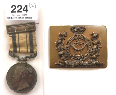 90th (Perthshire Volunteers) 1853 Officer South Africa Medal.  Awarded to CAPT W.V.JOHNSON 90TH REGT. Retaining original ribb